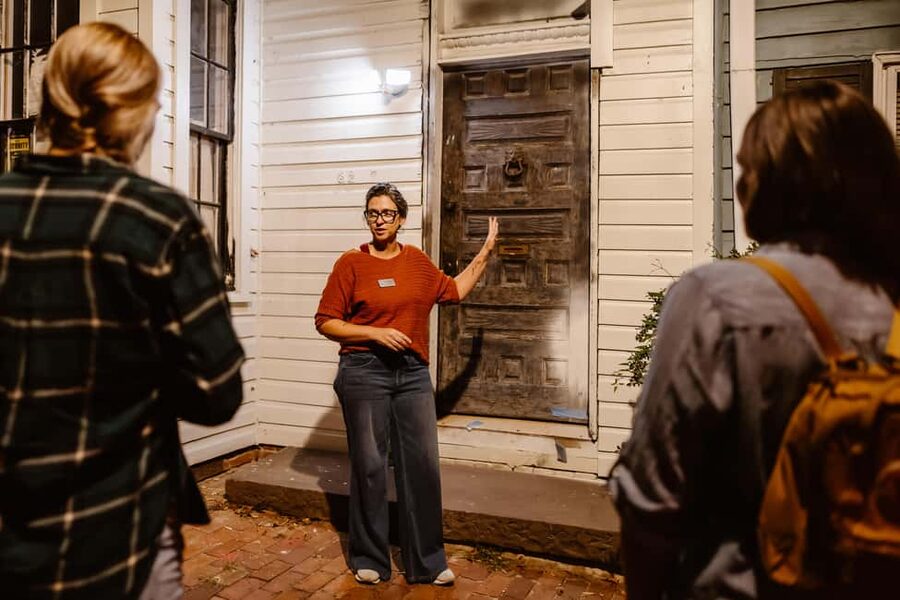DC: Ghosts of Georgetown Haunted History Nighttime Tour - Old Stone House start, the yard access people talk about